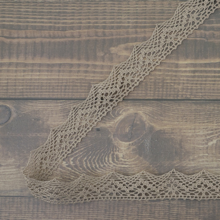 Кружево плетеное, 25 мм, цвет льняной, 100% хлопок, 5 м. Арт K-5003-186