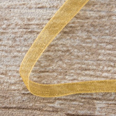 Лента органза SAFISA мини-рулон, 7 мм, 4,5 м, цвет 54, бежево-золотистый. Арт P00520-7мм-54           