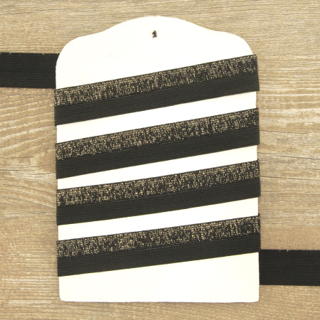 Резинка окантовочная  20 мм, цвет черный с золотистым люрексом. Арт 854229216DH702          