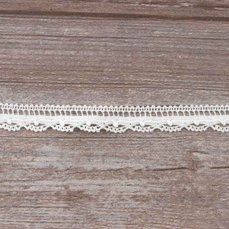 Мерсеризованное хлопковое кружево, 15 мм, белый. Арт 2150/01