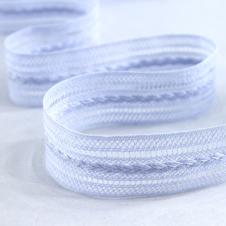 Мерсеризованное хлопковое кружево, 26 мм, цвет светло-голубой. Арт 2178/19