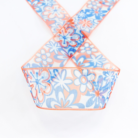 Лента органза с напечатанным рисунком SAFISA, 40 мм, 15 м, цвет 01. Арт 25253-40мм-01           