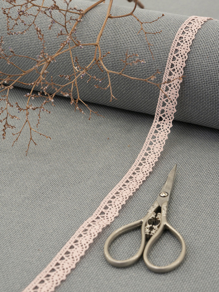 Кружево плетеное, 10 мм, цвет розовый, 100% хлопок, 5 м. Арт K-5001-268