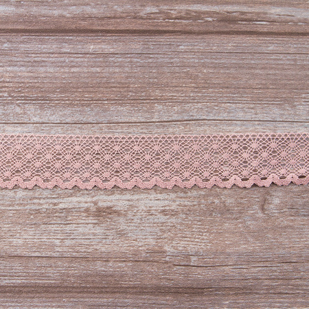 Мерсеризованное хлопковое кружево, 30 мм, цвет пыльно-розовый. Арт 2021/W4