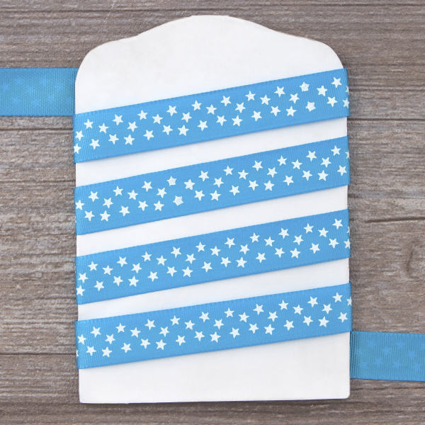 Лента репсовая SAFISA рисунок "звездочки", 15 мм, 15 м, цвет 16, бирюзовый. Арт 35120-15мм-16