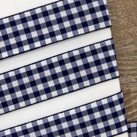 Лента с рисунком клетка SAFISA, 25 мм, 25 м, цвет 15, темно-синий. Арт 469-25мм-15             