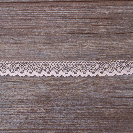 Мерсеризованное хлопковое кружево, 20 мм, цвет светло-розовый. Арт 2019/06