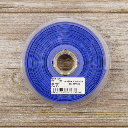 Косая бейка хлопок/полиэстер 20 мм, 25 м, цвет 93, барвинок. Арт 6120-20мм-93            