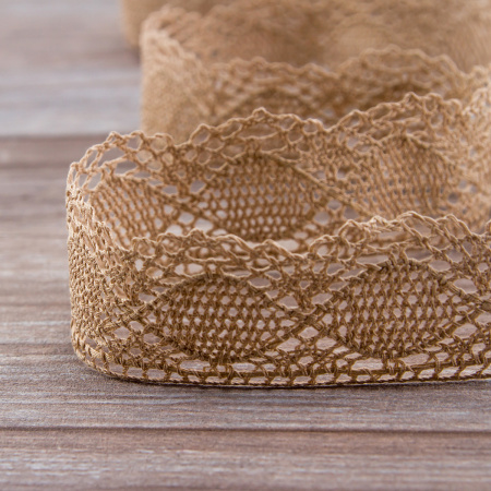 Мерсеризованное хлопковое кружево, 45 мм, цвет бежевый. Арт 1863/T3