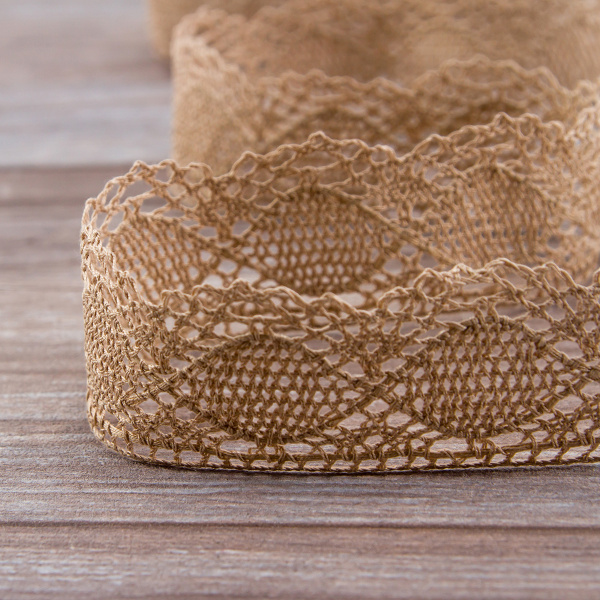 Мерсеризованное хлопковое кружево, 45 мм, цвет бежевый. Арт 1863/T3