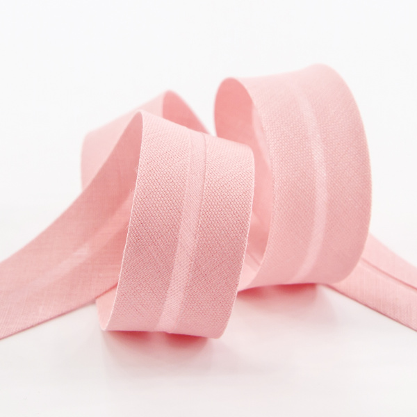 Косая бейка хлопок/полиэстер 20 мм, 25 м, цвет 06, розово-персиковый. Арт 6120-20мм-06            