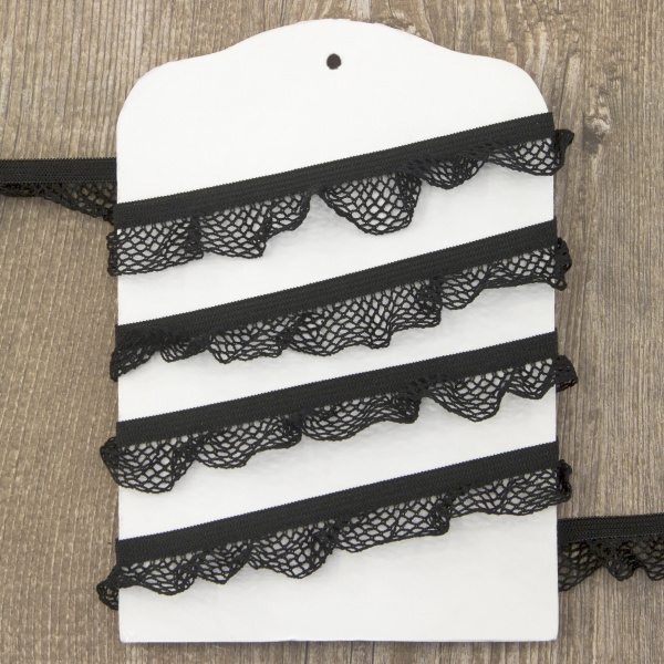 Рюш эластичный PEGA, цвет черный, 17 мм. Арт 854151205P7001          