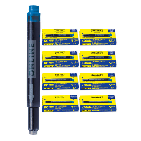 Картридж "Combi Ink Cartridge" для перьевой ручки, 76 мм, цвет синий, в комплекте 40 шт.. Арт 70049