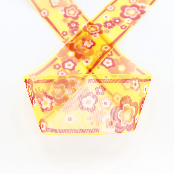 Лента органза с напечатанным рисунком SAFISA, 39 мм, 15 м, цвет 01. Арт 25254-40мм-01           