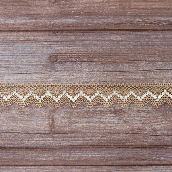 Мерсеризованное хлопковое кружево, 35 мм, цвет небелёный/бежевый. Арт 3201/J2                 