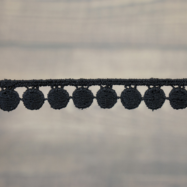 Кружево гипюр, 12 мм, цвет черный, 100% полиэстер, 4,5 м. Арт G-4634.13