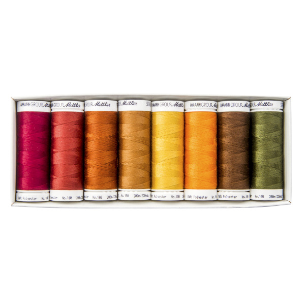 Набор с нитками Seralon  "Оттенки Осени" в подарочной упаковке, 8 катушек. Арт SE8AUTUMN-KIT