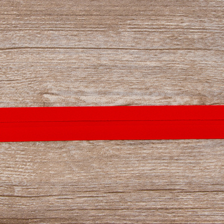 Косая бейка атласная 20 мм, 25 м, цвет 14, красный. Арт 6260-20мм-14            