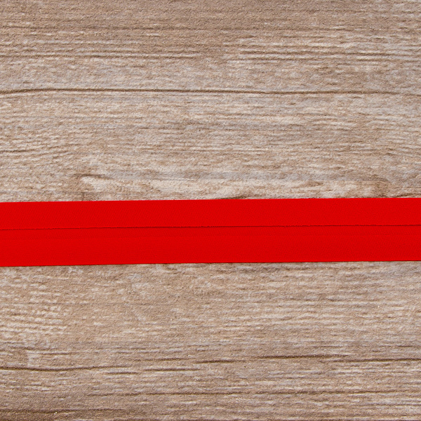 Косая бейка атласная 20 мм, 25 м, цвет 14, красный. Арт 6260-20мм-14            