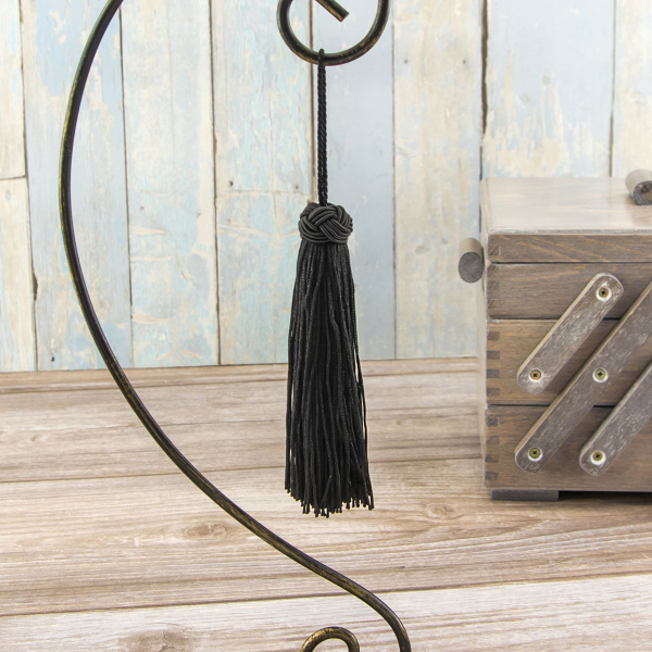 Кисть декоративная на шнуре, длина 120 мм, цвет черный. Арт KY - 07-col.PE - 56