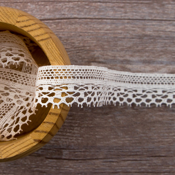 Мерсеризованное хлопковое кружево, 20 мм, цвет белый. Арт 2010/01
