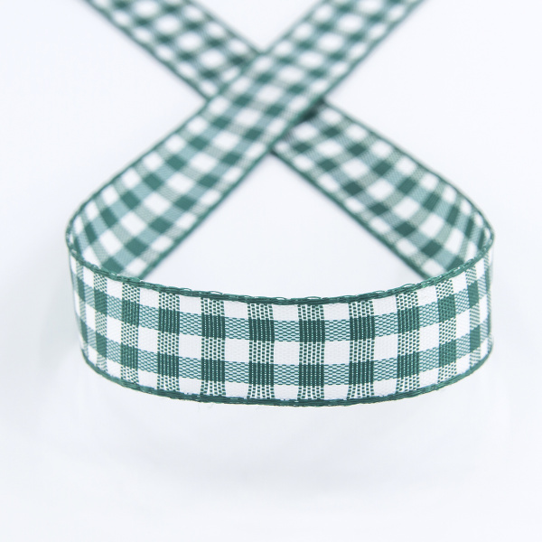 Лента с рисунком клетка SAFISA, 16(18) мм, 25 м, цвет 43, темно-зееный. Арт 469-16мм-43             