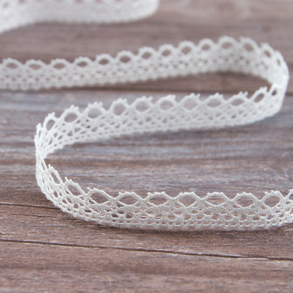 Мерсеризованное хлопковое кружево, 14 мм, белый. Арт 2094/01