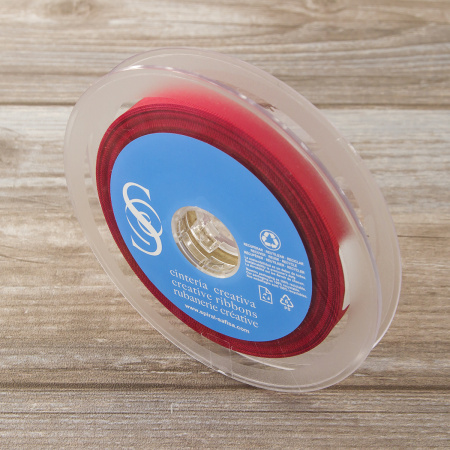 Лента репсовая SAFISA, 10 мм, 25 м, цвет 14 красный. Арт 350-10мм-14