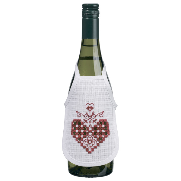 Набор для вышивания фартучков на бутылку в технике харгандер "Красные сердечки". Арт 78-0633