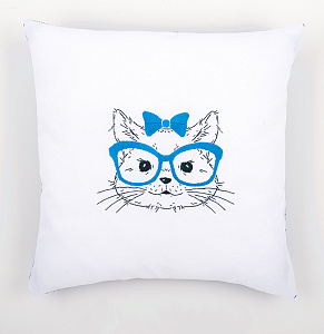 Набор для вышивания подушки "Кошка в синих очках"
