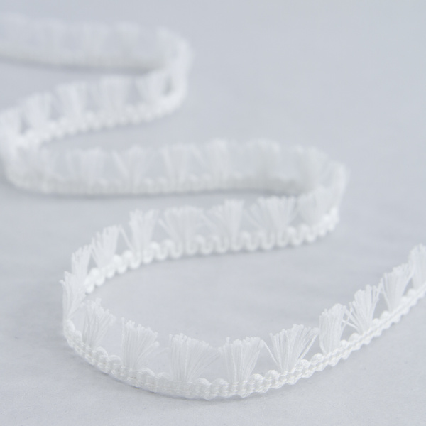 Тесьма декоративная, 16 мм, с бахромой, цвет белый. Арт 2204/01