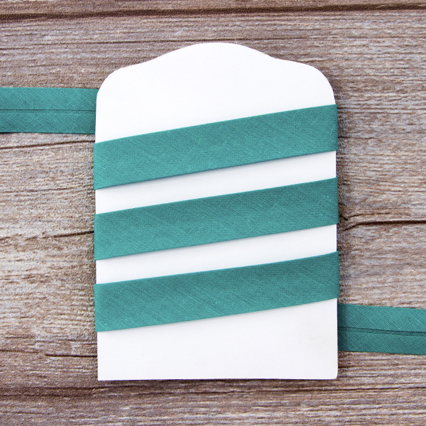 Косая бейка хлопок/полиэстер 20 мм, 25 м, цвет 132, малахит. Арт 6120-20мм-132           