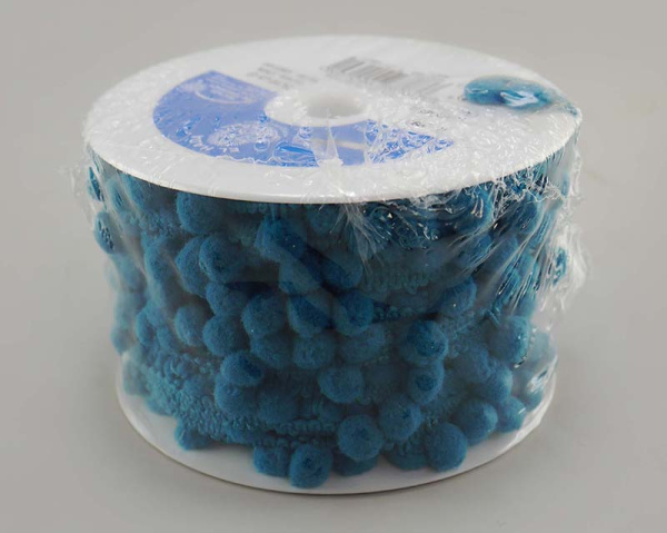 Тесьма с помпонами MATSA цвет ярко-бирюзовый. Арт 96924/7107