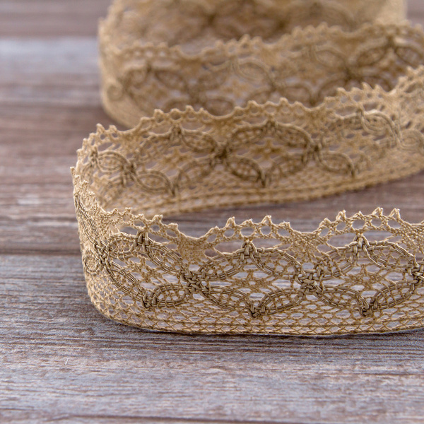 Мерсеризованное хлопковое кружево, 35 мм, цвет натуральный неокрашенный. Арт 2222/27