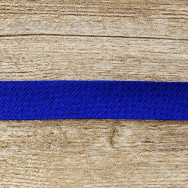 Косая бейка хлопок/полиэстер 20 мм, 25 м, цвет 13, синий. Арт 6120-20мм-13            