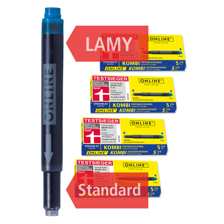 Картридж "Combi Ink Cartridge" для перьевой ручки, 76 мм, цвет синий, в комплекте 20 шт.. Арт 17026Combi