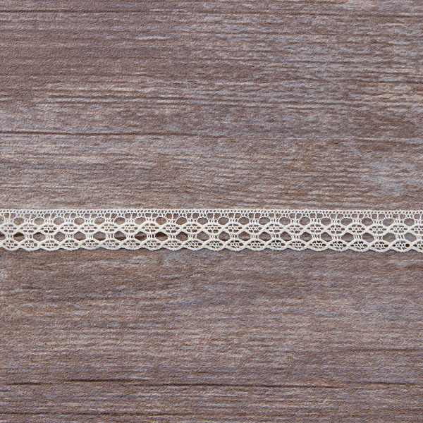 Мерсеризованное хлопковое кружево, 13 мм, цвет шампань. Арт 3514/02