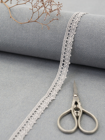 Кружево плетеное, 10 мм, цвет серый, 100% хлопок, 5 м. Арт K-5001-31