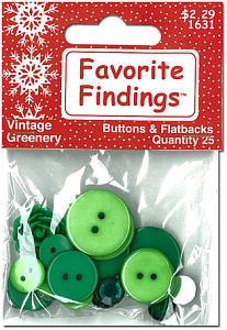 Пуговицы Favorite Findings "Зеленый винтаж"  . Арт 559001631
