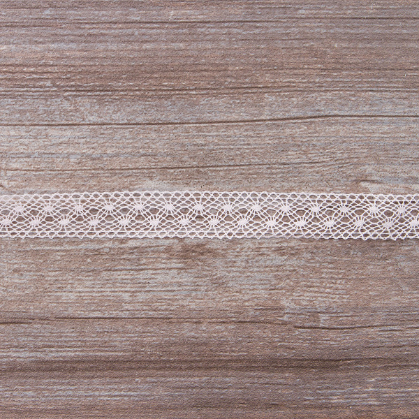 Мерсеризованное хлопковое кружево, 20 мм, цвет светло-розовый. Арт 2020/06