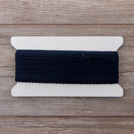 Мерсеризованное хлопковое кружево, 8 мм, цвет темно-синий. Арт 2062/9S