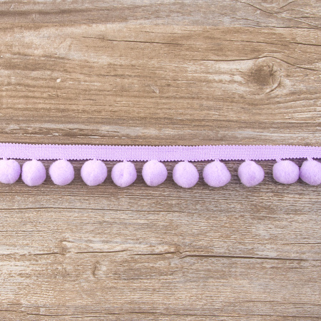 Тесьма с помпонами, диаметр 10 мм, цвет сиреневый. Арт PA-18-col.400