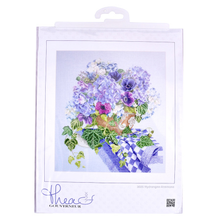 Набор для вышивания "Гортензия-Анемоны", канва лён 32 ct. Арт 3025                    