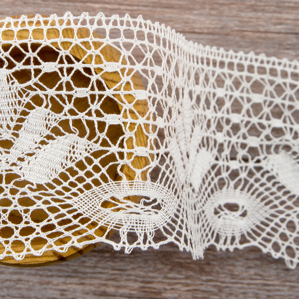 Мерсеризованное хлопковое кружево, 70 мм, цвет белый. Арт 3185/01