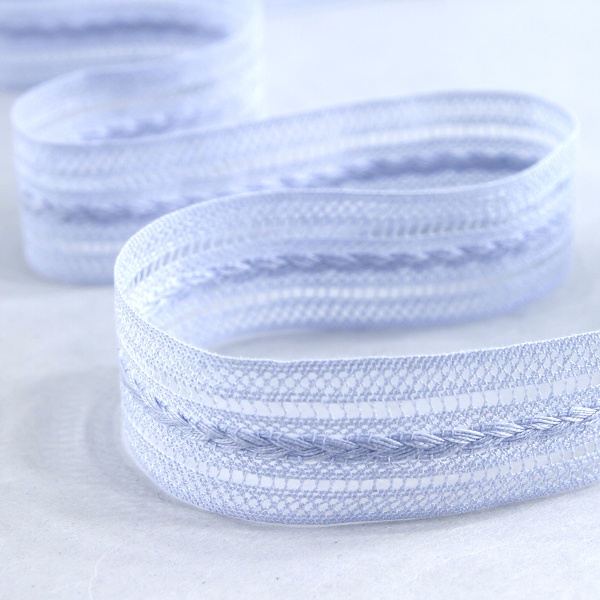 Мерсеризованное хлопковое кружево, 26 мм, цвет светло-голубой. Арт 2178/19