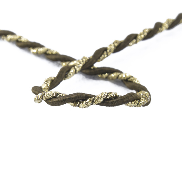 Шнур витой PEGA,  коричневый с люрексом, 5 мм. Арт 845219950DA702          