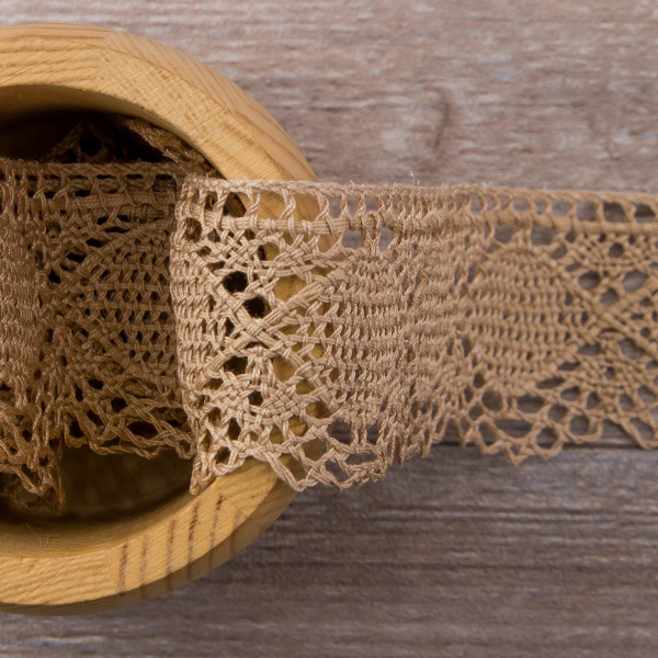 Мерсеризованное хлопковое кружево, 45 мм, цвет бежевый. Арт 1863/T3