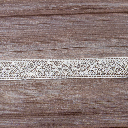 Мерсеризованное хлопковое кружево, 35 мм, цвет белый. Арт 2223/01