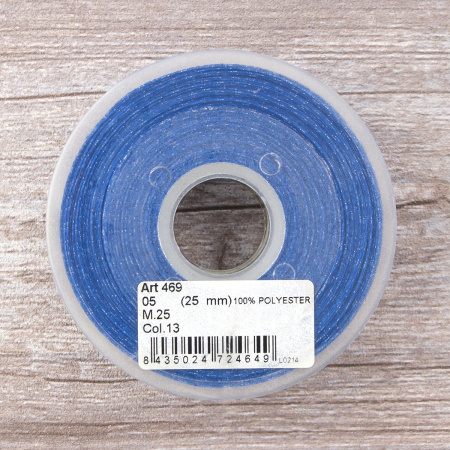 Лента с рисунком клетка SAFISA, 25 мм, 25 м, цвет 13, синий. Арт 469-25мм-13             