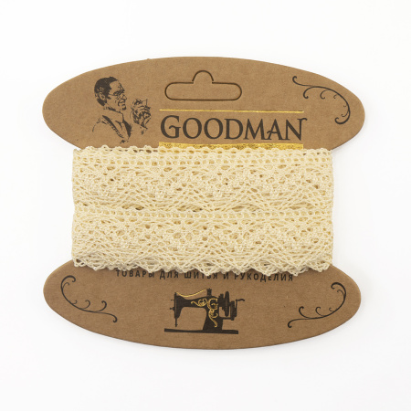 Кружево плетеное, 25 мм, цвет молочный, 100% хлопок, 5 м. Арт K-5003-02